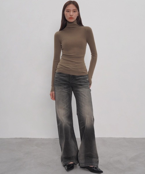 EIGHTHMONTH（エイスマンス）の「ワイドウォッシュデニムEM25a155【EIGHTHMONTH】（デニムパンツ・レディース・スミクロ・L/M/S）」の6枚目の写真