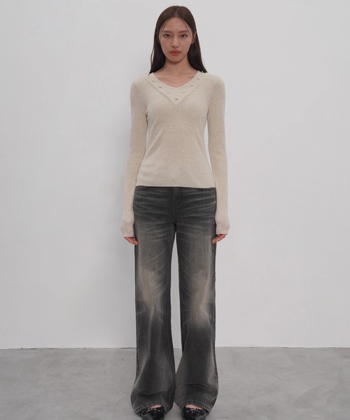 EIGHTHMONTH（エイスマンス）の「ワイドウォッシュデニムEM25a155【EIGHTHMONTH】（デニムパンツ・レディース・スミクロ・L/M/S）」の11枚目の写真