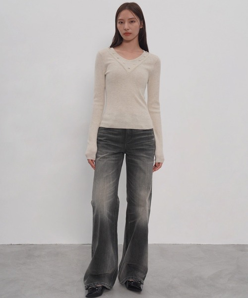 EIGHTHMONTH（エイスマンス）の「ワイドウォッシュデニムEM25a155【EIGHTHMONTH】（デニムパンツ・レディース・スミクロ・L/M/S）」の13枚目の写真