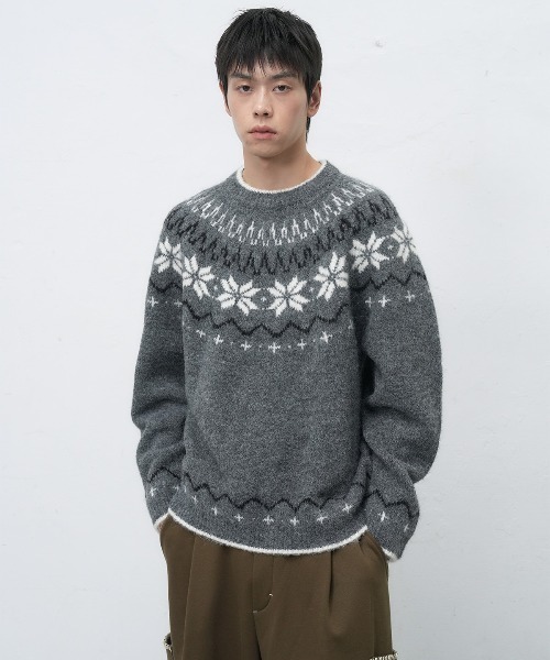 GENERAL IDEA(ジェネラルアイデア)の「【GENERAL IDEA】ウールノルディック柄ニットプルオーバー / UNISEX WOOL SNOW NORDIC PULLOVER(ニット/セーター・レディース・ネイビー/モカ/チャコール/グリーン・XL/M/L)」の1枚目の写真