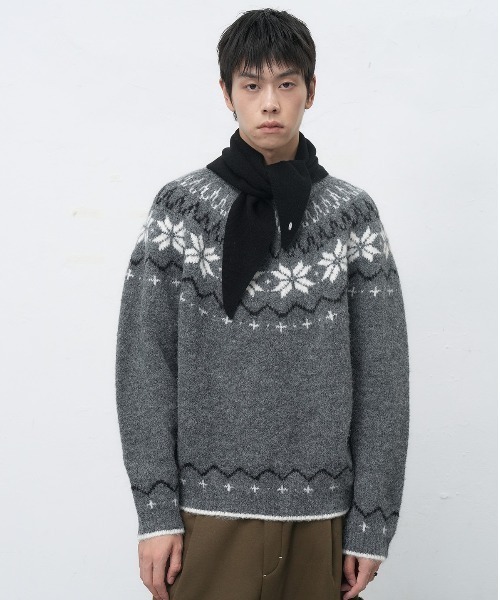 GENERAL IDEA(ジェネラルアイデア)の「【GENERAL IDEA】ウールノルディック柄ニットプルオーバー / UNISEX WOOL SNOW NORDIC PULLOVER(ニット/セーター・レディース・ネイビー/モカ/チャコール/グリーン・XL/M/L)」の13枚目の写真