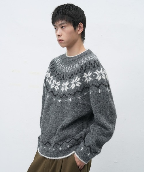 雪の結晶柄　グリーンニットセーター 雪の結晶柄 グリーンニットセーター 楽天市場】ニット セーター 秋 冬