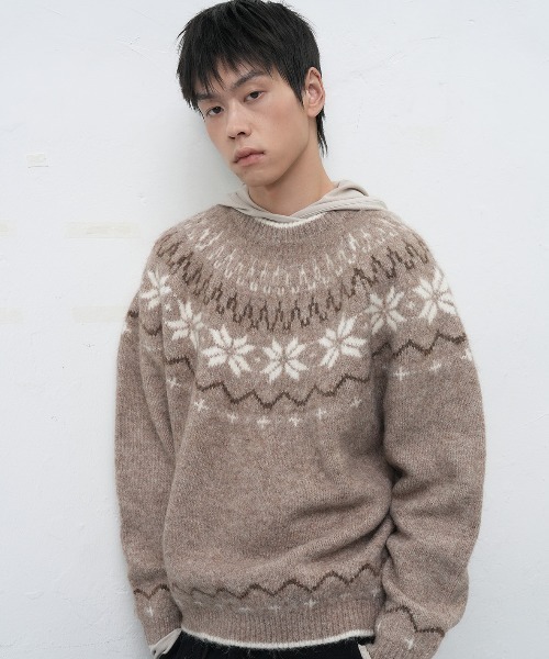【エディ期】ウール　ニット　ノルディック柄 GENERAL IDEA】ウールノルディック柄ニットプルオーバー / UNISEX WOOL