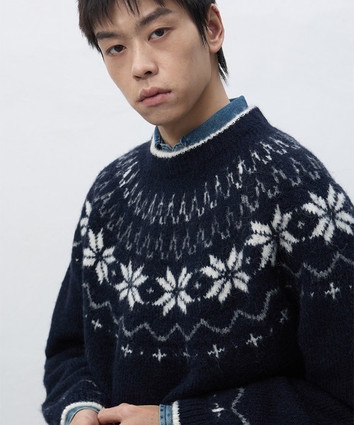 GENERAL IDEA】ウールノルディック柄ニットプルオーバー / UNISEX WOOL