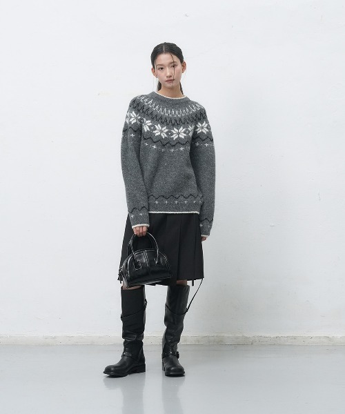 GENERAL IDEA(ジェネラルアイデア)の「【GENERAL IDEA】ウールノルディック柄ニットプルオーバー / UNISEX WOOL SNOW NORDIC PULLOVER(ニット/セーター・レディース・ネイビー/モカ/チャコール/グリーン・XL/M/L)」の8枚目の写真