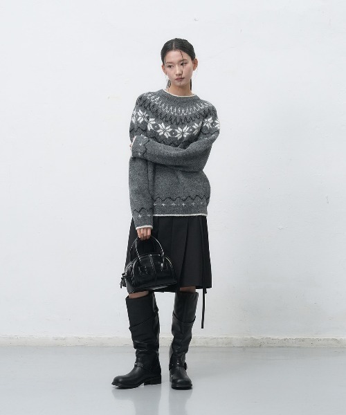 GENERAL IDEA(ジェネラルアイデア)の「【GENERAL IDEA】ウールノルディック柄ニットプルオーバー / UNISEX WOOL SNOW NORDIC PULLOVER(ニット/セーター・レディース・ネイビー/モカ/チャコール/グリーン・XL/M/L)」の9枚目の写真