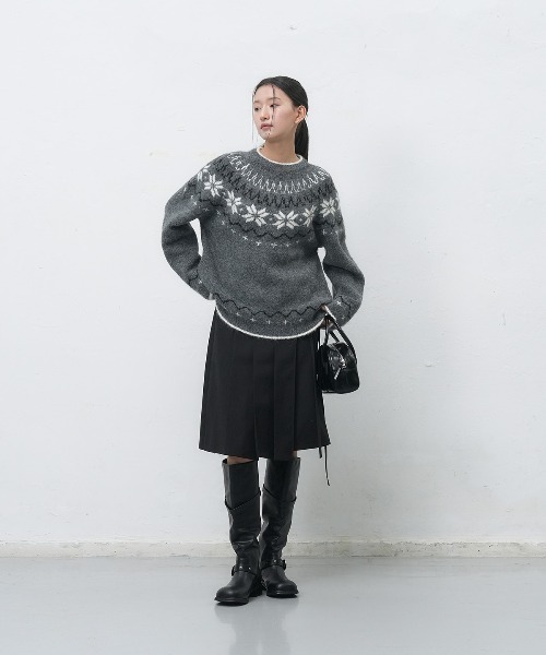 GENERAL IDEA(ジェネラルアイデア)の「【GENERAL IDEA】ウールノルディック柄ニットプルオーバー / UNISEX WOOL SNOW NORDIC PULLOVER(ニット/セーター・レディース・ネイビー/モカ/チャコール/グリーン・XL/M/L)」の10枚目の写真
