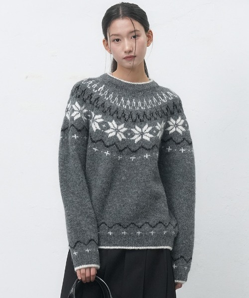 GENERAL IDEA(ジェネラルアイデア)の「【GENERAL IDEA】ウールノルディック柄ニットプルオーバー / UNISEX WOOL SNOW NORDIC PULLOVER(ニット/セーター・レディース・ネイビー/モカ/チャコール/グリーン・XL/M/L)」の5枚目の写真