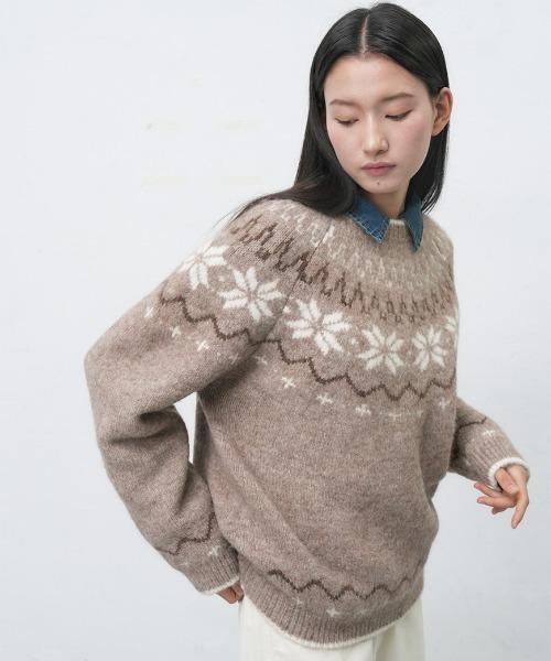 GENERAL IDEA(ジェネラルアイデア)の「【GENERAL IDEA】ウールノルディック柄ニットプルオーバー / UNISEX WOOL SNOW NORDIC PULLOVER(ニット/セーター・レディース・ネイビー/モカ/チャコール/グリーン・XL/M/L)」の20枚目の写真