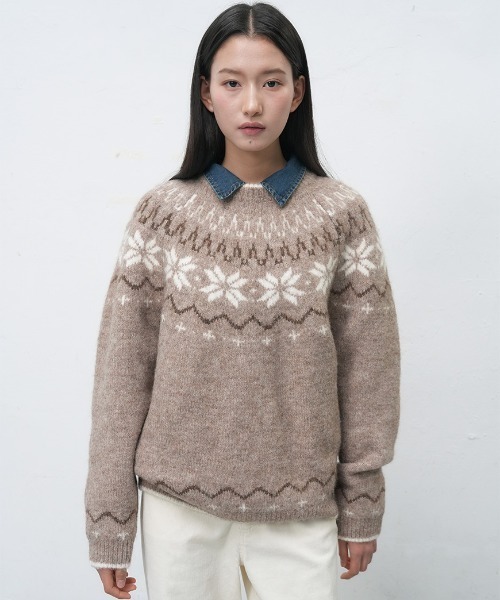 GENERAL IDEA(ジェネラルアイデア)の「【GENERAL IDEA】ウールノルディック柄ニットプルオーバー / UNISEX WOOL SNOW NORDIC PULLOVER(ニット/セーター・レディース・ネイビー/モカ/チャコール/グリーン・XL/M/L)」の19枚目の写真