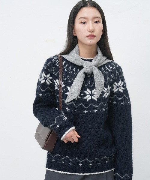 セール】【GENERAL IDEA】ウールノルディック柄ニットプルオーバー
