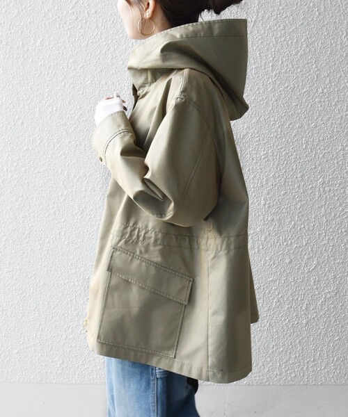 セール】SHIPS any:〈手洗い可能〉シャンブレー テントライン フード