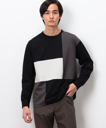 ストレッチポンチ×ワッフル ブロッキング 長袖Tシャツ