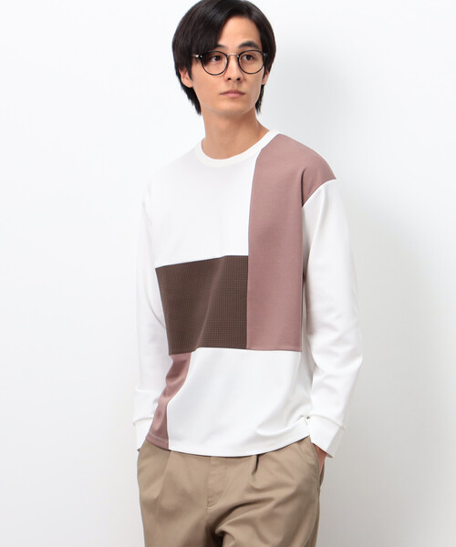 COMME CA ISM(コムサイズム)の「ストレッチポンチ×ワッフル ブロッキング 長袖Tシャツ(Tシャツ/カットソー・メンズ・ブラック/ホワイト/ライトグレー・MEDIUM/LARGE)」の7枚目の写真