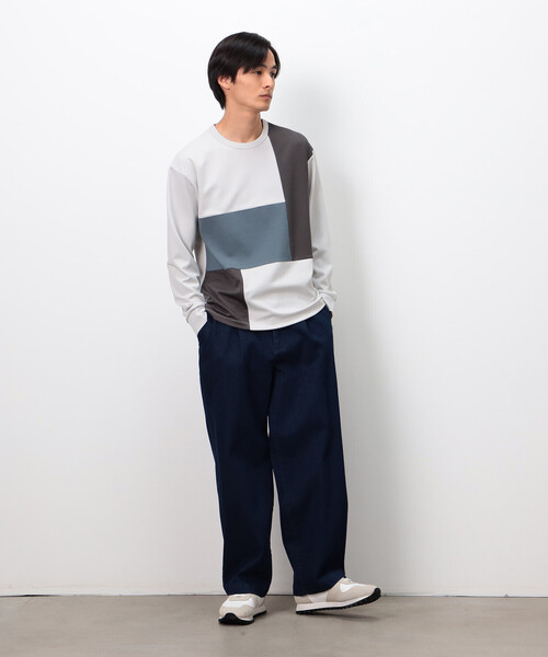 COMME CA ISM(コムサイズム)の「ストレッチポンチ×ワッフル ブロッキング 長袖Tシャツ(Tシャツ/カットソー・メンズ・ブラック/ホワイト/ライトグレー・MEDIUM/LARGE)」の9枚目の写真