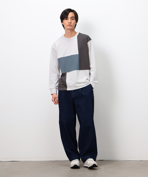 COMME CA ISM(コムサイズム)の「ストレッチポンチ×ワッフル ブロッキング 長袖Tシャツ(Tシャツ/カットソー・メンズ・ブラック/ホワイト/ライトグレー・MEDIUM/LARGE)」の10枚目の写真
