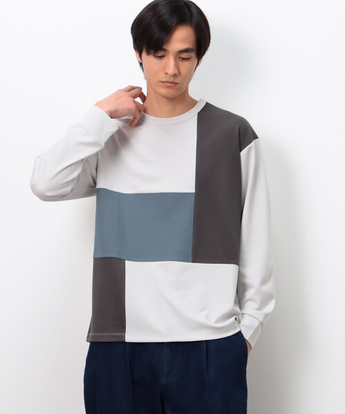 COMME CA ISM(コムサイズム)の「ストレッチポンチ×ワッフル ブロッキング 長袖Tシャツ(Tシャツ/カットソー・メンズ・ブラック/ホワイト/ライトグレー・MEDIUM/LARGE)」の11枚目の写真