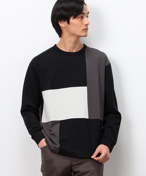 COMME CA ISM(コムサイズム)の「ストレッチポンチ×ワッフル ブロッキング 長袖Tシャツ(Tシャツ/カットソー・メンズ・ブラック/ホワイト/ライトグレー・MEDIUM/LARGE)」の14枚目の写真