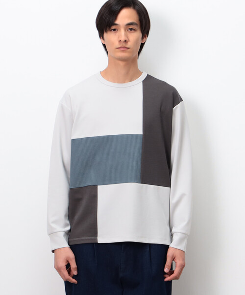 COMME CA ISM(コムサイズム)の「ストレッチポンチ×ワッフル ブロッキング 長袖Tシャツ(Tシャツ/カットソー・メンズ・ブラック/ホワイト/ライトグレー・MEDIUM/LARGE)」の15枚目の写真