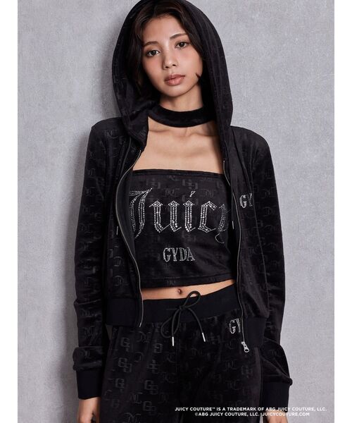 JUICY COUTURE（ジューシークチュール）の「GYDA×Juicy Couture GG JC Emboss Big Bling Velour Hoodie（パーカー・レディース・ピンク/ブラック/ミント・FREE）」の4枚目の写真