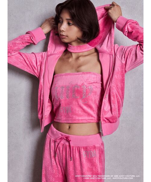 JUICY COUTURE（ジューシークチュール）の「GYDA×Juicy Couture GG JC Emboss Big Bling Velour Hoodie（パーカー・レディース・ピンク/ブラック/ミント・FREE）」の15枚目の写真