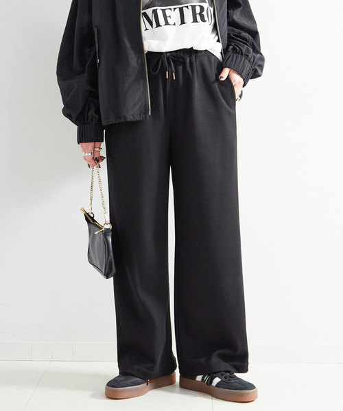 B.C STOCK（ベーセーストック）の「手洗い可 / ウォームストレートパンツ（その他パンツ・レディース・アイボリー/ブラック・FREE）」の2枚目の写真