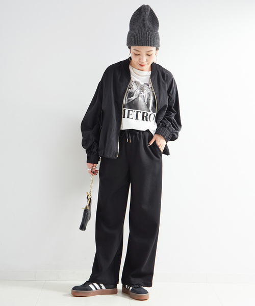 B.C STOCK（ベーセーストック）の「手洗い可 / ウォームストレートパンツ（その他パンツ・レディース・アイボリー/ブラック・FREE）」の3枚目の写真