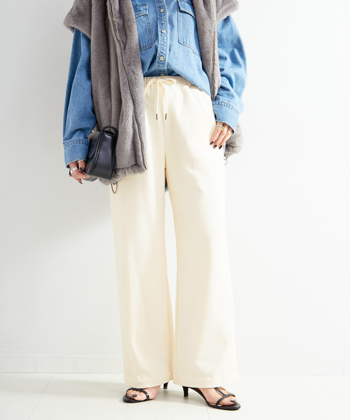 B.C STOCK（ベーセーストック）の「手洗い可 / ウォームストレートパンツ（その他パンツ・レディース・アイボリー/ブラック・FREE）」の13枚目の写真