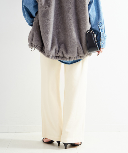 B.C STOCK（ベーセーストック）の「手洗い可 / ウォームストレートパンツ（その他パンツ・レディース・アイボリー/ブラック・FREE）」の15枚目の写真