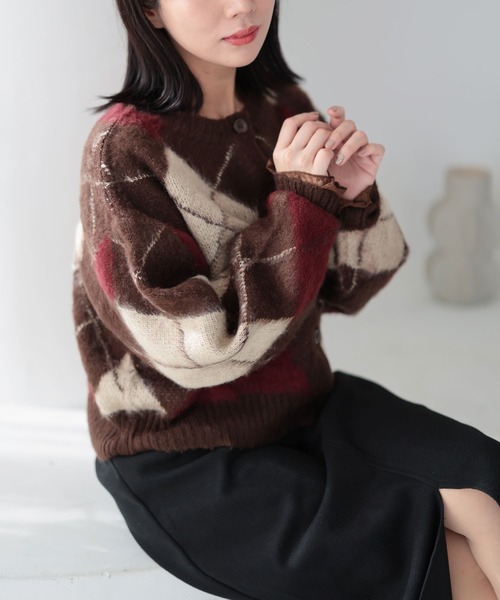 Ruwan yu(ルワンユー)の「ティアードラッフルスリーブレースシアーブラウス【大きいサイズ対応】(シャツ/ブラウス・レディース・ブラック/ブラウン・4L/3L/LL/L)」の6枚目の写真