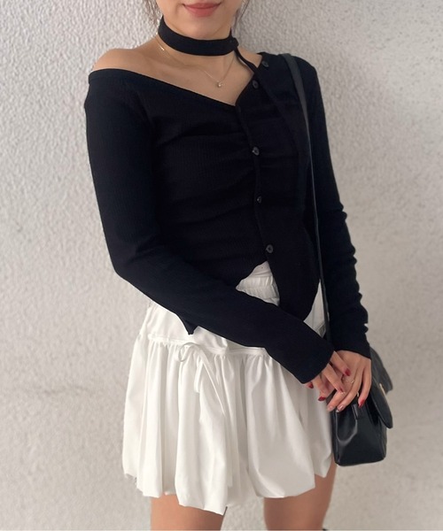GORGE（ゴージ）の「《チョーカー付き×リブ素材》ショート丈デザインカットソー／秋冬春（Tシャツ/カットソー・レディース・チャコール/アイボリー/ブラック・F）」の12枚目の写真