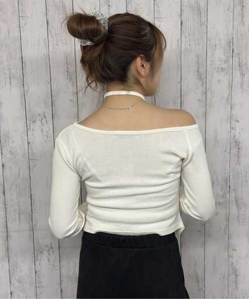 GORGE（ゴージ）の「《チョーカー付き×リブ素材》ショート丈デザインカットソー／秋冬春（Tシャツ/カットソー・レディース・チャコール/アイボリー/ブラック・F）」の11枚目の写真