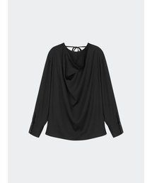 DRAPED OPEN BACK BLOUSE BLACK