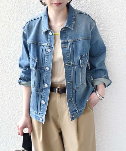 未使用品★ yumiさん　デニムジャケット　アイボリー SHIPS Colors:〈洗濯機可能〉アマヨリ デニム ジャケット◇（デニム