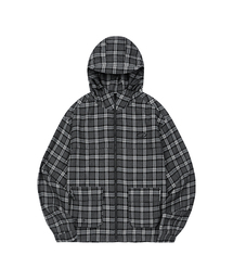 ODD STUDIO（オッドスタジオ）の「フランネルチェックフードジャケット - ブラック（その他アウター）」