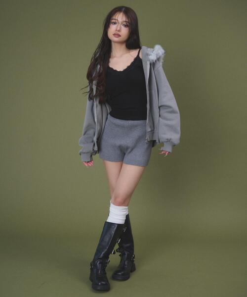 dispark（ディスパーク）の「DISPARK/【26年春夏新作】カップ付き Vネックレースキャミソール（キャミソール・レディース・ホワイト/ブラック・FREE）」の4枚目の写真