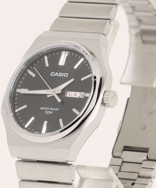 CASIO(カシオ)の「CASIO カシオ/ クォーツ ステンレスベルト デイデイト 5気圧防水 ラウンドフェイス腕時計 /// MTP メタルバンドシリーズ(アナログ腕時計・メンズ・シルバー/ブラック×シルバー・FREE)」の6枚目の写真