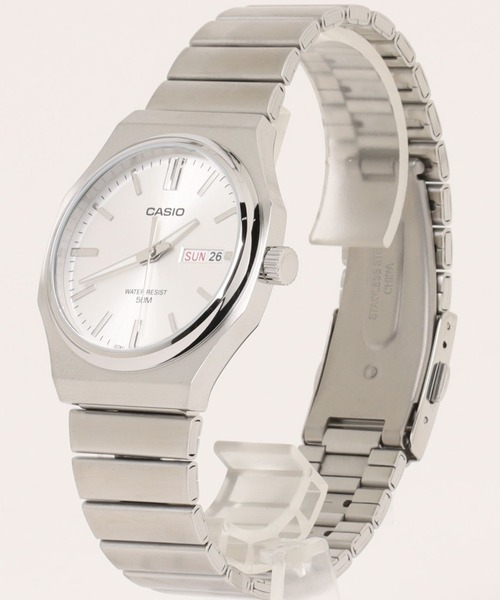 CASIO(カシオ)の「CASIO カシオ/ クォーツ ステンレスベルト デイデイト 5気圧防水 ラウンドフェイス腕時計 /// MTP メタルバンドシリーズ(アナログ腕時計・メンズ・シルバー/ブラック×シルバー・FREE)」の7枚目の写真