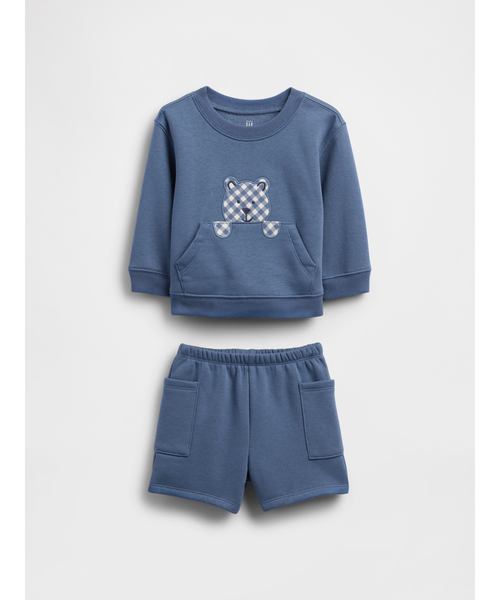 GAP(ギャップ)の「ヴィンテージソフト くまさんポケット コーデセット (ベビー)(セットアップ・キッズ・ブルー・90cm/80cm/70cm/60cm)」の1枚目の写真
