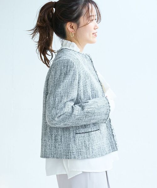 le.coeur blanc（ルクールブラン）の「ツイードフリンジノーカラージャケット（ノーカラージャケット・レディース・ブラック系その他・38）」の7枚目の写真