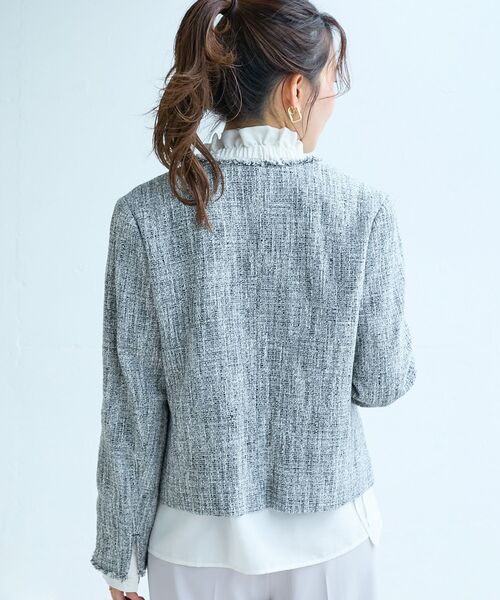 le.coeur blanc（ルクールブラン）の「ツイードフリンジノーカラージャケット（ノーカラージャケット・レディース・ブラック系その他・38）」の8枚目の写真