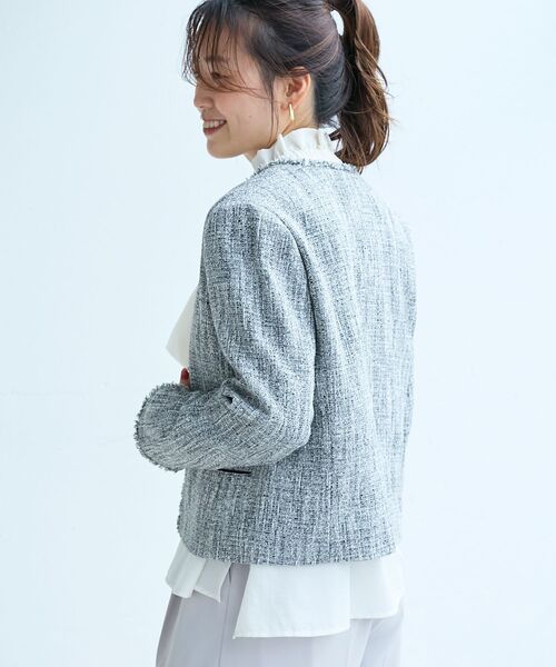 le.coeur blanc（ルクールブラン）の「ツイードフリンジノーカラージャケット（ノーカラージャケット・レディース・ブラック系その他・38）」の9枚目の写真