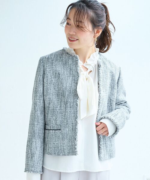 le.coeur blanc（ルクールブラン）の「ツイードフリンジノーカラージャケット（ノーカラージャケット・レディース・ブラック系その他・38）」の10枚目の写真