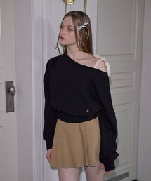 ROSEFRANTZ | Strap Off shoulder Sweatshirt [Black](スウェット)