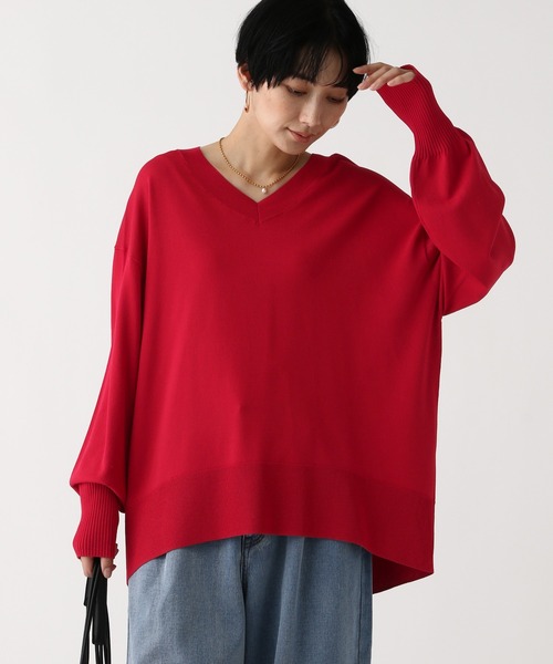 Elura(エルーラ)の「サラサラタッチVネックプルオーバー/643251(Tシャツ/カットソー・レディース・ブラウン/ライトグリーン/レッド/ホワイト×ブラック/ブラック・MEDIUM/LARGE)」の5枚目の写真