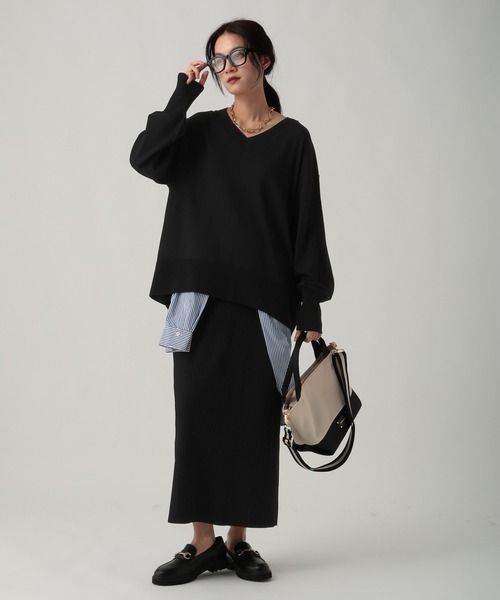 Elura(エルーラ)の「サラサラタッチVネックプルオーバー/643251(Tシャツ/カットソー・レディース・ブラウン/ライトグリーン/レッド/ホワイト×ブラック/ブラック・MEDIUM/LARGE)」の13枚目の写真