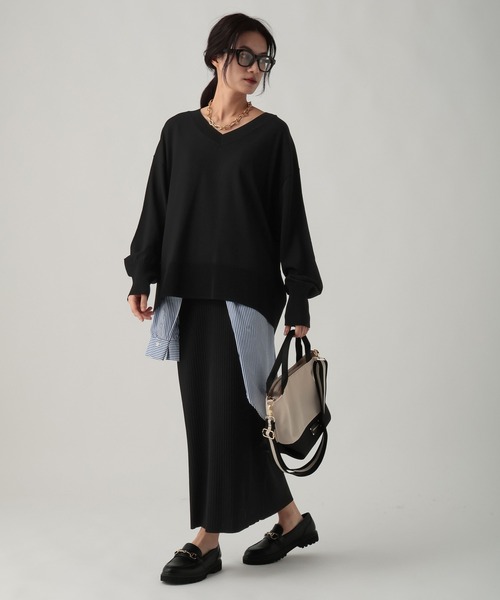 Elura(エルーラ)の「サラサラタッチVネックプルオーバー/643251(Tシャツ/カットソー・レディース・ブラウン/ライトグリーン/レッド/ホワイト×ブラック/ブラック・MEDIUM/LARGE)」の14枚目の写真