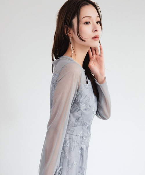 girl(ガール)の「プリーツフロントフラワードレス 結婚式 ワンピース パーティードレス オケージョンドレス お呼ばれ 二次会 成人式 同窓会 謝恩会《着用動画あり》(ドレス・レディース・チャコールグレー/ベージュ/ブルーグレー/グリーン/ブラウン・M/L/S)」の18枚目の写真