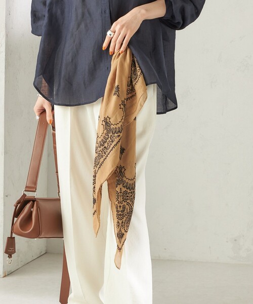 destin（デスティン）の「【一部SHIPS別注】destin: バンダナ カレ 90×90（ストール/ショール・レディース・ベージュ/ライトグレー/ライトブルー/ネイビー・ONE SIZE）」の22枚目の写真