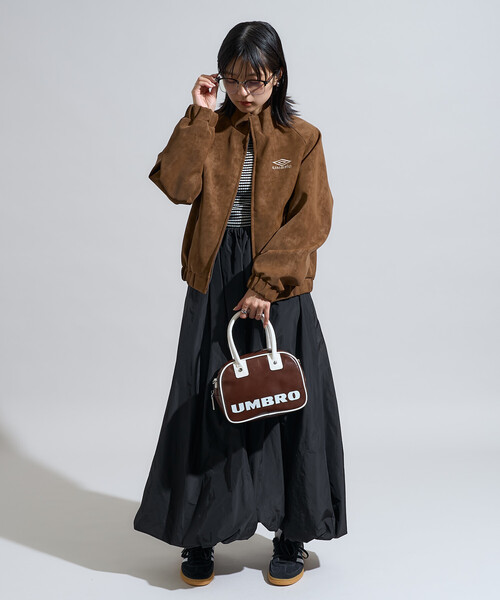 FREAK'S STORE(フリークスストア)の「UMBRO × FREAK'S STORE/アンブロ 別注 LEATHERETTE STAND COLLAR BLOUSON/レザレット スタンドカラーブルゾン(ブルゾン・レディース・ブラウン/ブラック・フリ-)」の5枚目の写真